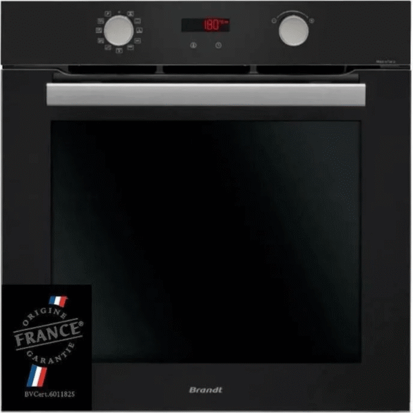 Four encastrable pyrolyse BRANDT BXP5559B – Noir – Multifonction – Porte froide – 67l – Fonctions vapeur